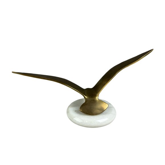 Vintage Brass bird in Flight on Marble Base Paperweight - Picture 4 of 5